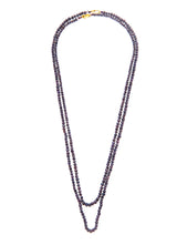 Faceted Purple Sapphire Necklace w/ Hand Knotted Silk Thread & 18K Gold Clasp 27" #9672-Necklaces-Gretchen Ventura