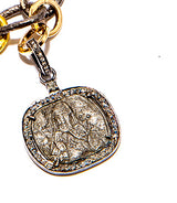 Very Rare Ancient Byzantine Roman c. 1-2nd AD Sterling Coin W/ 59 Diamonds Basil The Great (.54C) #7322-Neck Pendant-Gretchen Ventura