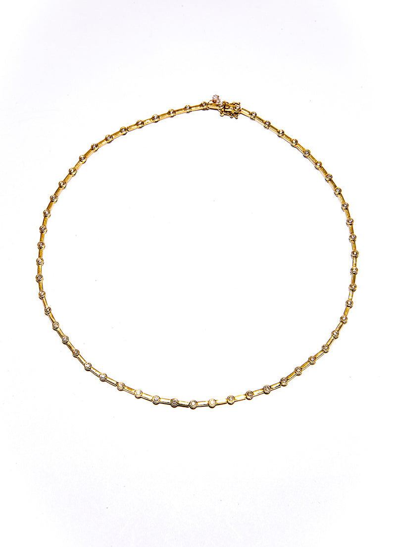 Gold (13.47g) Diamond (1.67c) Dotted Choker (16”) #9628-Necklaces-Gretchen Ventura