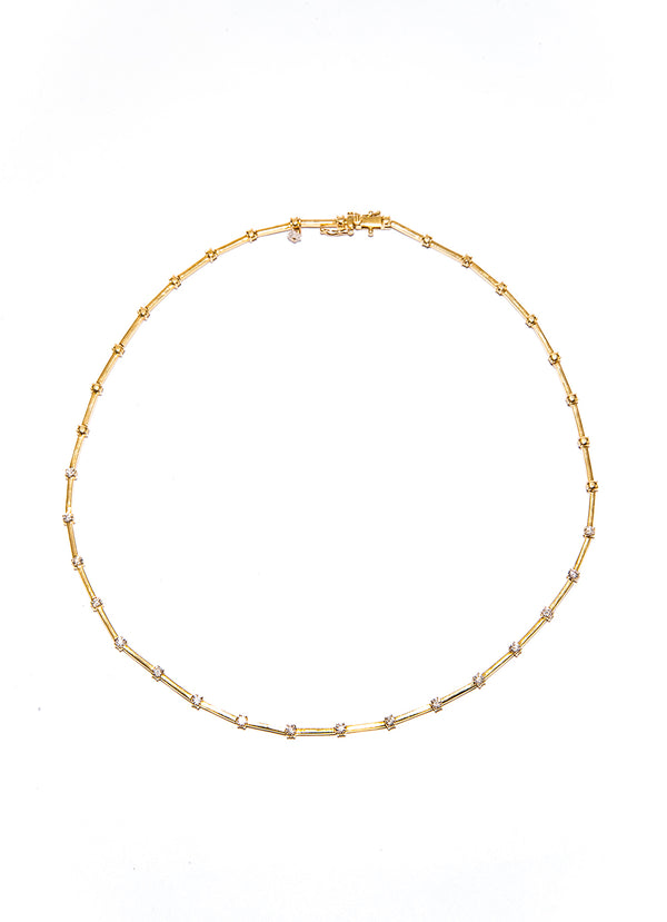 Gold (14.86g) Diamond (1.35c) Dotted Choker (16.75”) #9627-Necklaces-Gretchen Ventura
