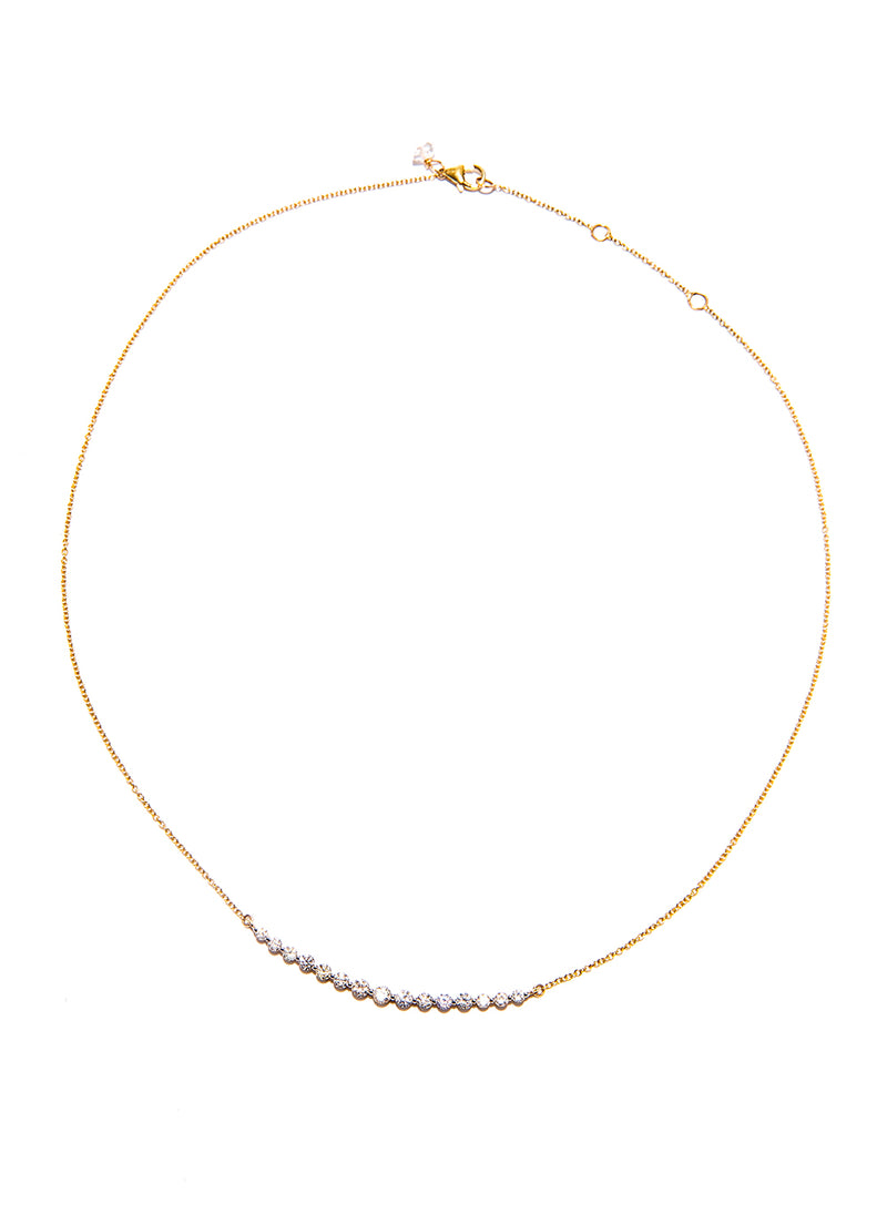 14K Gold (2.98g) Diamond Bar (1.1c) Chain (16”-18”) #9647-Necklaces-Gretchen Ventura