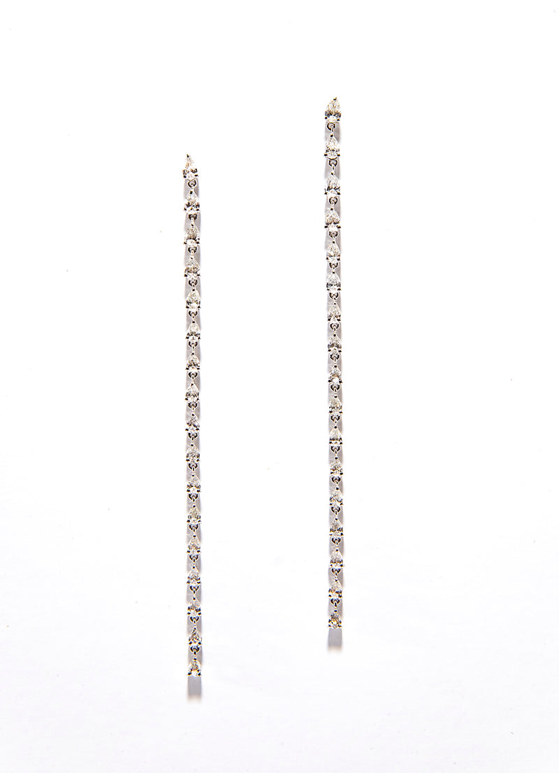 White Gold (3g) Pear Shape Diamond (1.9c) Drop Earring (3”) #3575-Earrings-Gretchen Ventura