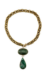 Teardrop & Oblong Shape Emerald w/ Rock Pendant-Neck Pendant-Gretchen Ventura