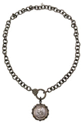 Queen Victoria Jubilee Silver Coin Pendant in Diamond & Sterling Silver-Neck Pendant-Gretchen Ventura