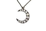 Victorian Sterling Silver Crescent Moon Pendant w/Paste Diamonds-Neck Pendant-Gretchen Ventura
