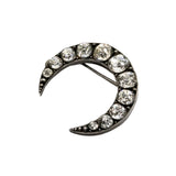 Victorian Sterling Silver Crescent Moon Pendant w/Paste Diamonds-Neck Pendant-Gretchen Ventura