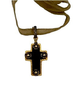 Kiev Christian Orthodox c. 1790-1810 Diamond (.51c) SS Pendant (2”) #7311-Neck Pendant-Gretchen Ventura