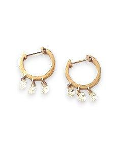 18K Gold (2.1g) w/ 3 hanging diamonds (.61c) Hoops (.5”) #3568-Earrings-Gretchen Ventura