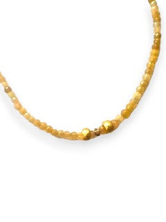 Australian Fire Opal w/ 14K Gold & Diamond Wheels & 20K Bead 14" #9658-Necklaces-Gretchen Ventura