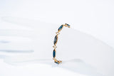 18K White Gold (8.07g) & Blue London Topaz (12.78c) Marquise & Diamond (0.35c) Bracelet #2346-Bracelets-Gretchen Ventura