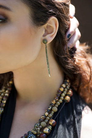 Earring, Earrings, Diamond, Tibetan, Antique, Vintage, Gold, Sterling Silver