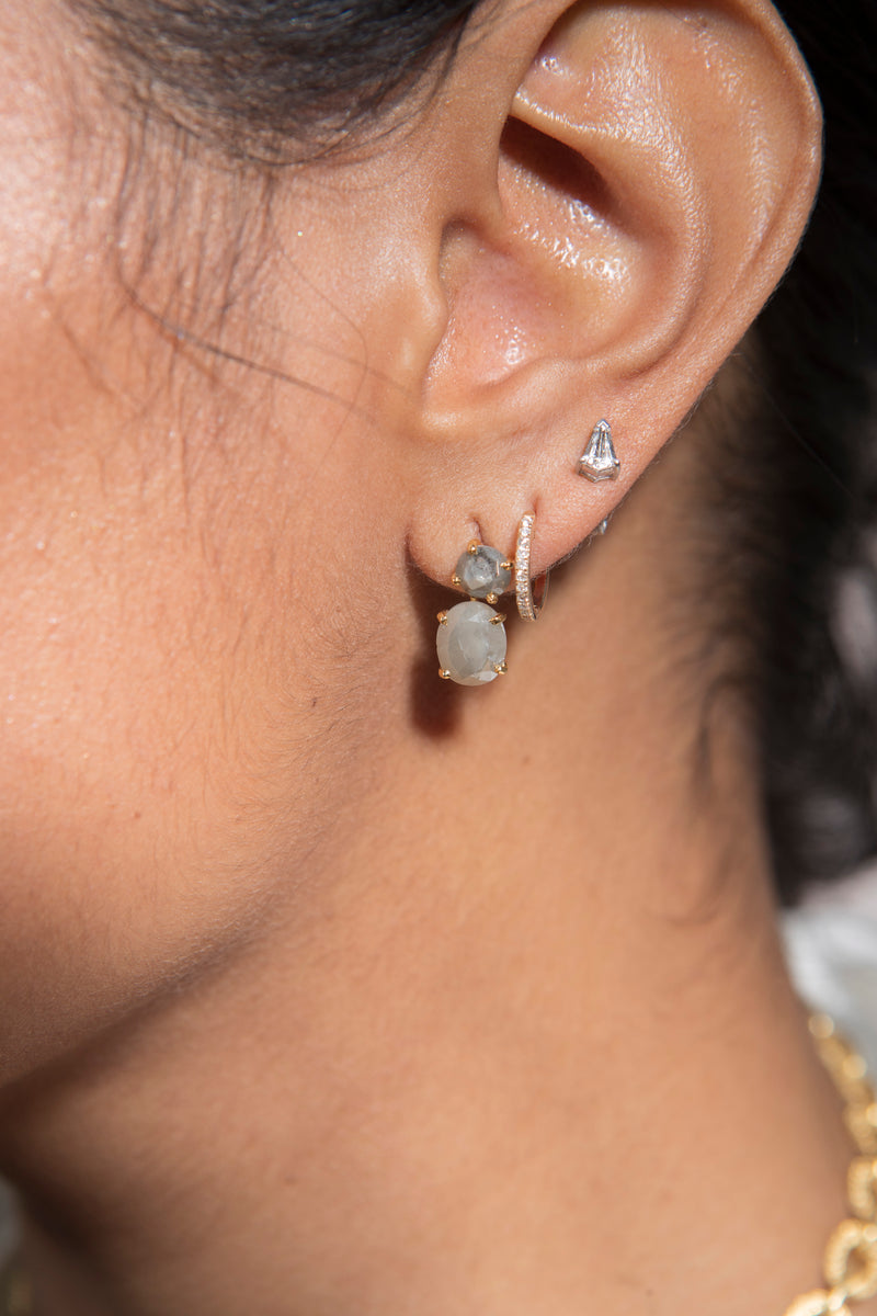 Gold & Brilliant cut Diamond Large Huggies-Earrings-Gretchen Ventura