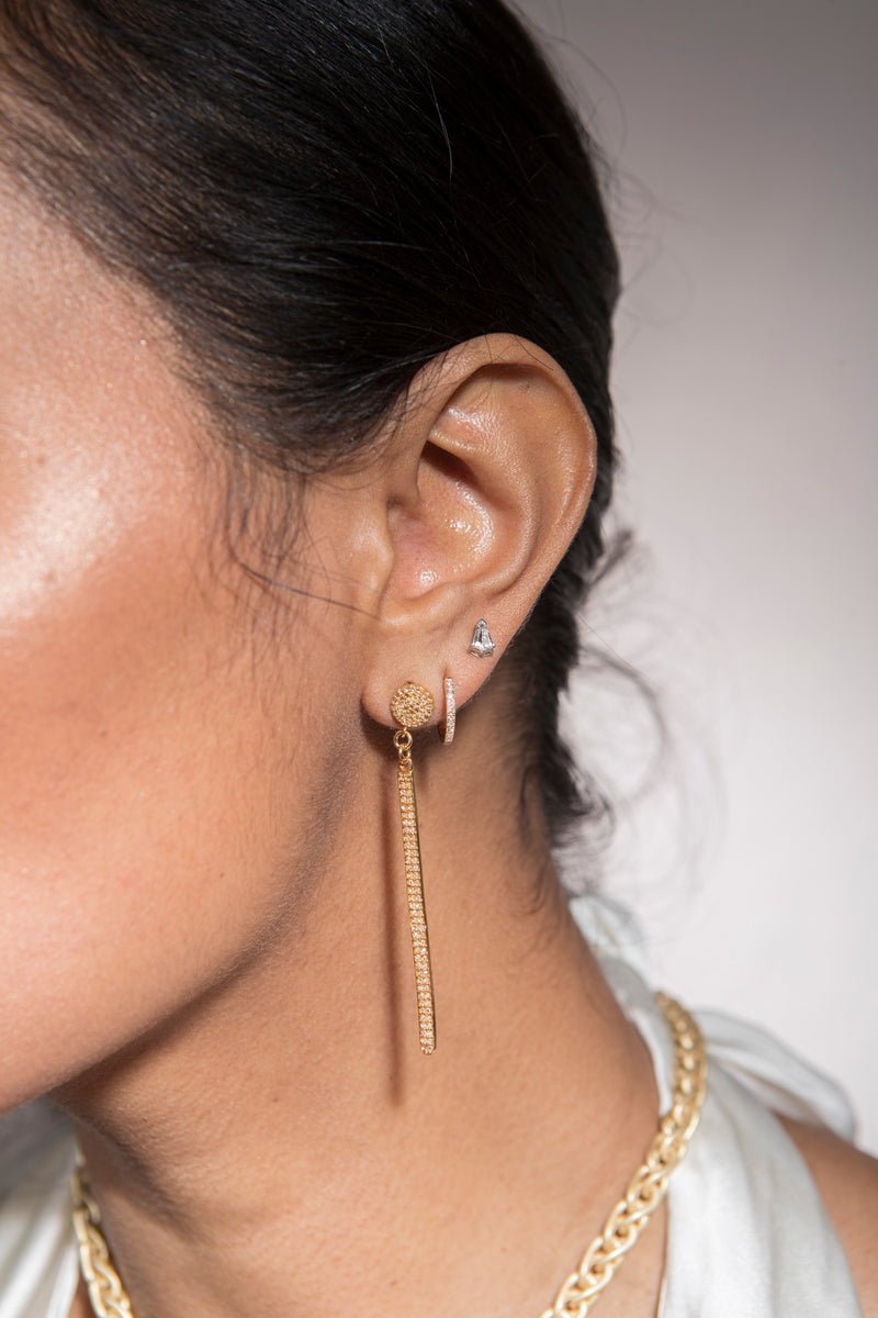 Gold & Brilliant cut Diamond Small Huggies-Earrings-Gretchen Ventura