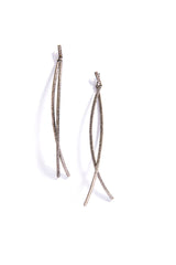 Sterling Silver Single Cut White Diamond Wave Earrings (4.26 C) 3.75" #3492-Earrings-Gretchen Ventura