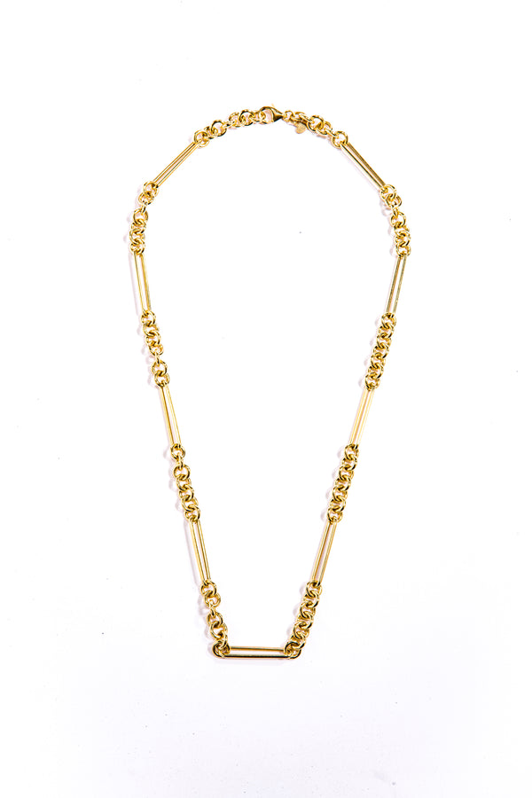 14K Yellow Gold Round & Paperclip Link (1/7) Chain (18") #7650-Chain-Gretchen Ventura