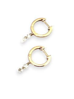 18K Gold (1.97g) w/ 2 hanging diamonds (.49c) Hoops (.5”)-Gretchen Ventura