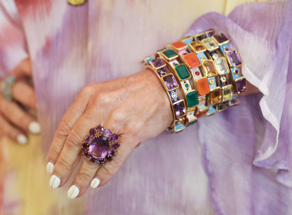 Emerald Shape Citrine Kaleidoscope Bangle-Bracelets-Gretchen Ventura
