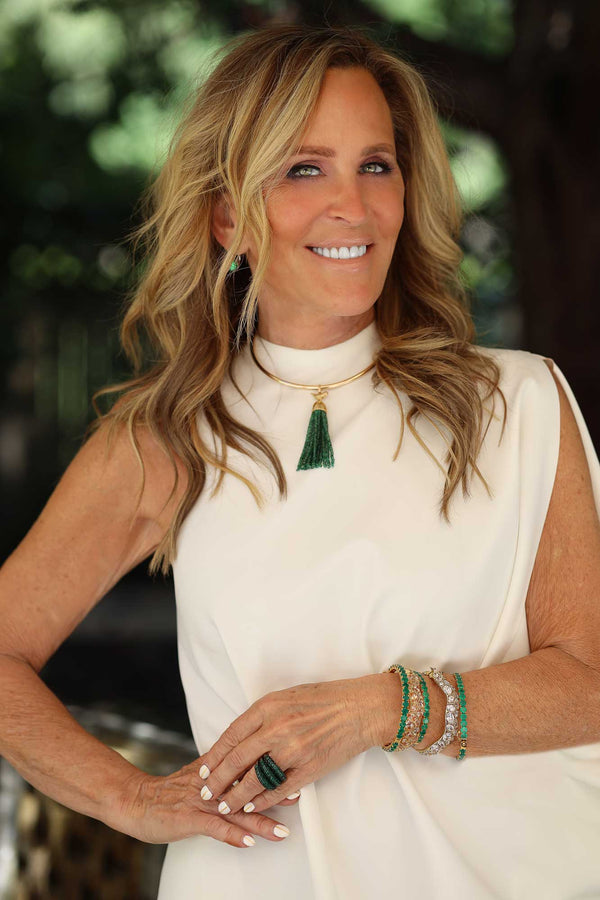 Single Row Green Onyx Bangle-Bracelets-Gretchen Ventura