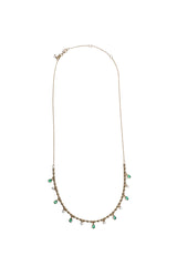 Gold Ball Chain necklace w/Diamond & Emerald Drops-Necklaces-Gretchen Ventura