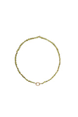 Peridot Necklace w/Matte Gold & Diamond Oval Clasp-Necklaces-Gretchen Ventura