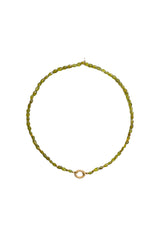 Peridot Necklace w/Matte Gold & Diamond Oval Clasp-Necklaces-Gretchen Ventura