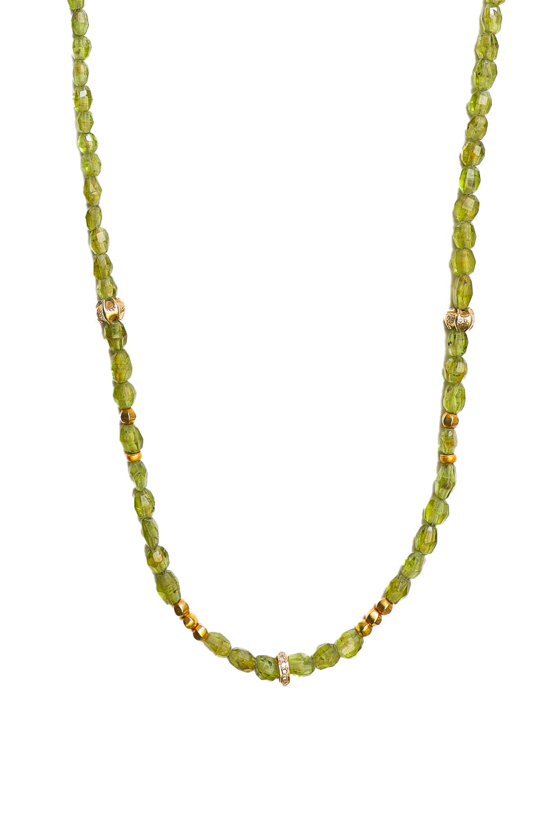 Peridot Necklace w/ Gold Wheel & Beads-Necklaces-Gretchen Ventura