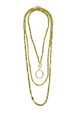 Peridot Necklace w/Matte Gold & Diamond Oval Clasp-Necklaces-Gretchen Ventura