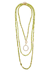 Peridot Necklace w/ Diamond Wheel & Gold Bead-Necklaces-Gretchen Ventura