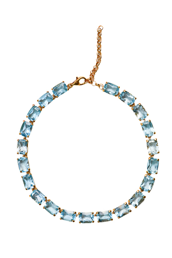 Faceted Rectangle Blue Topaz Riviere Necklace-Necklaces-Gretchen Ventura