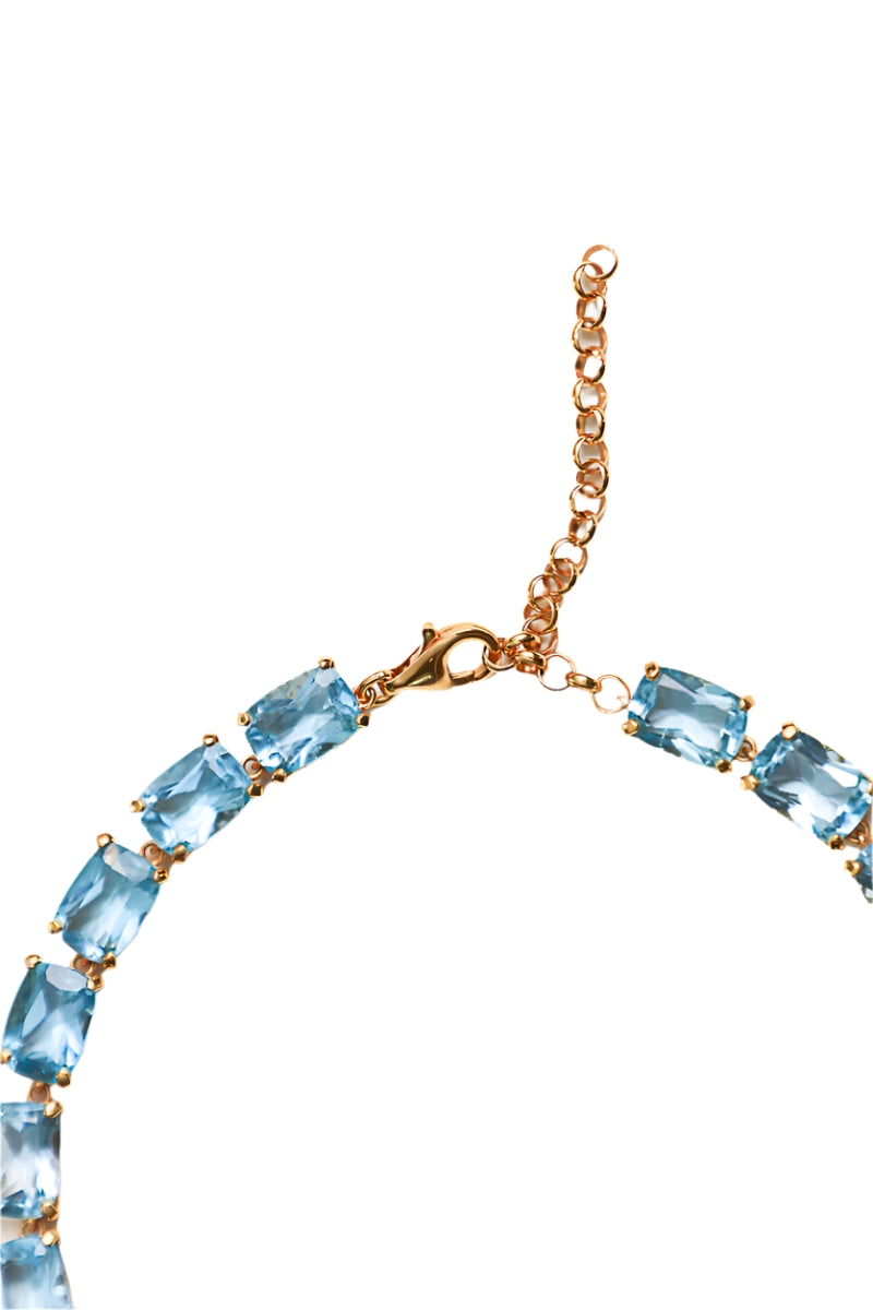 Faceted Rectangle Blue Topaz Riviere Necklace-Necklaces-Gretchen Ventura