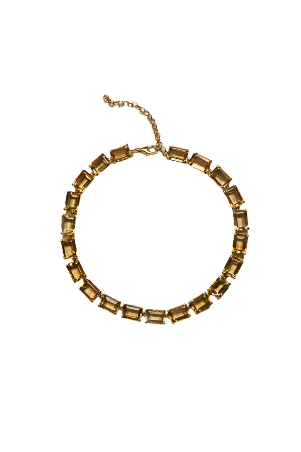 Faceted Rectangle Citrine Riviere Necklace-Necklaces-Gretchen Ventura