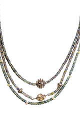 Changing Color Sapphire & Smoky Briolette Diamond Drop Necklace-Necklaces-Gretchen Ventura