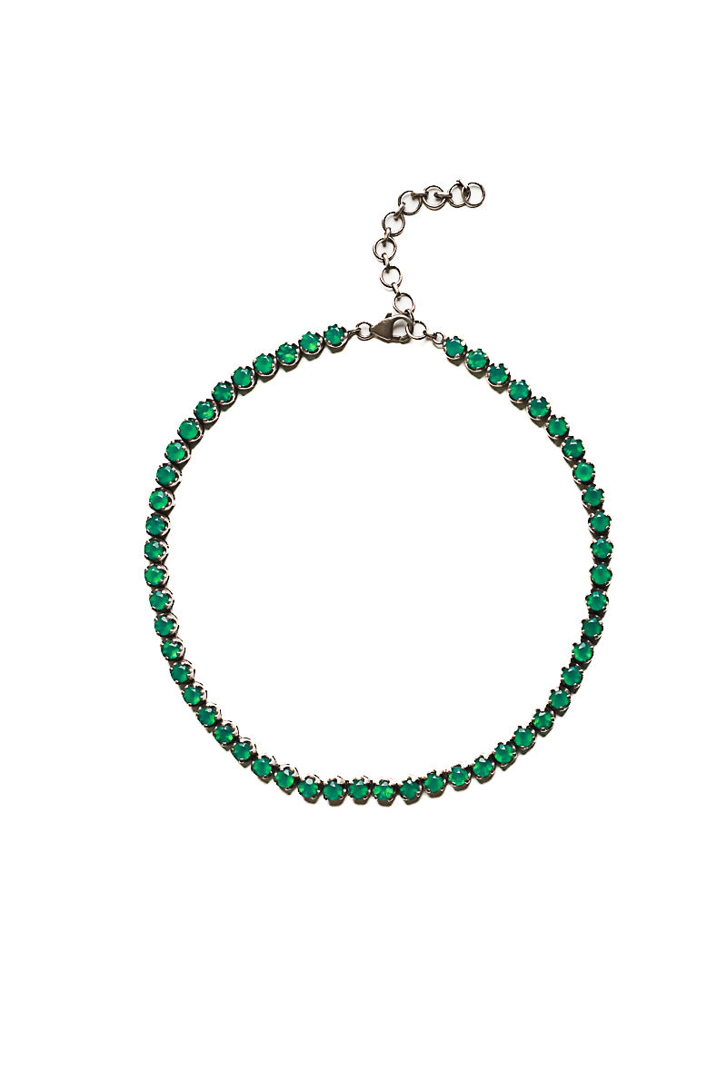 Green Onyx Tennis Necklace-Necklaces-Gretchen Ventura