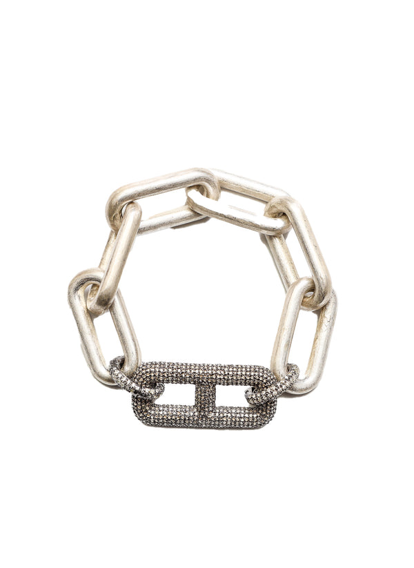 Diamond Rockstar Sterling Squared H Link Bracelet-Bracelets-Gretchen Ventura