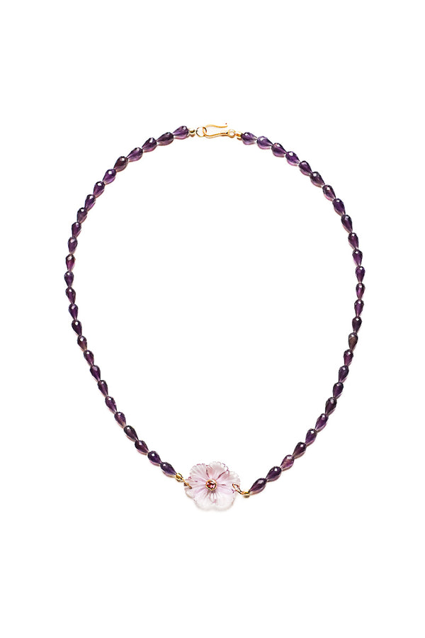 Tear Drop Faceted Amethyst w/14K Gold, Amethyst Pendant-Necklaces-Gretchen Ventura