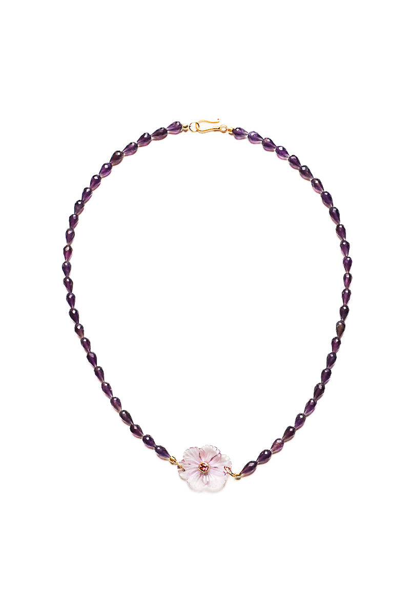 Tear Drop Faceted Amethyst w/14K Gold, Amethyst Pendant-Necklaces-Gretchen Ventura