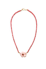 Faceted Ruby Necklace w/ 14K Gold, Coral & Ruby Pendant-Necklaces-Gretchen Ventura