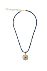 Faceted Blue Sapphire Necklace w/Gold & Diamond Bead-Necklaces-Gretchen Ventura
