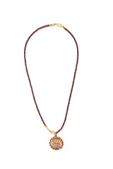 Garnet Necklace w/ Teardrop Citrine & 20K Gold Beads-Necklaces-Gretchen Ventura