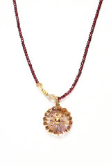 Garnet Necklace w/ Teardrop Citrine & 20K Gold Beads-Necklaces-Gretchen Ventura