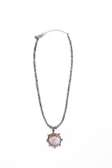 Amethyst & 10 Point Diamond Pendant & Faceted Iolite Necklace-Necklaces-Gretchen Ventura