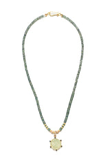Faceted Light Green Sapphire Necklace w/Gold & Diamond Beads-Necklaces-Gretchen Ventura
