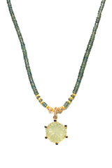 Faceted Light Green Sapphire Necklace w/Gold & Diamond Beads-Necklaces-Gretchen Ventura