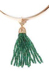 14K Gold, Diamond, Ruby Bird Cage & Emerald Tassel Pendant-Neck Pendant-Gretchen Ventura