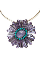 Vintage Amethyst Crystal Resin & Turquoise Pendant/Brooch-Neck Pendant-Gretchen Ventura