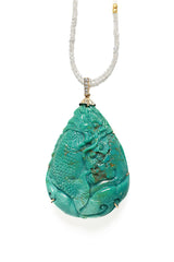 Carved Turquoise Teardrop Pendant in 14K Gold-Neck Pendant-Gretchen Ventura