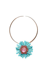 Vintage Turquoise, Pink Sapphire Resin & Ruby Pendant/Brooch-Neck Pendant-Gretchen Ventura