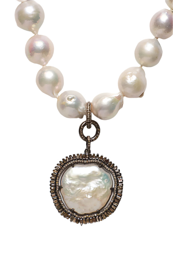 Diamond & Freshwater Baroque Pearl Pendant-Neck Pendant-Gretchen Ventura