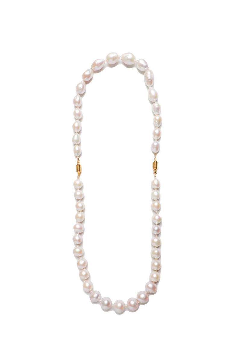 Pinkish Freshwater Round Pearl Silk Knotted Necklace-Necklaces-Gretchen Ventura