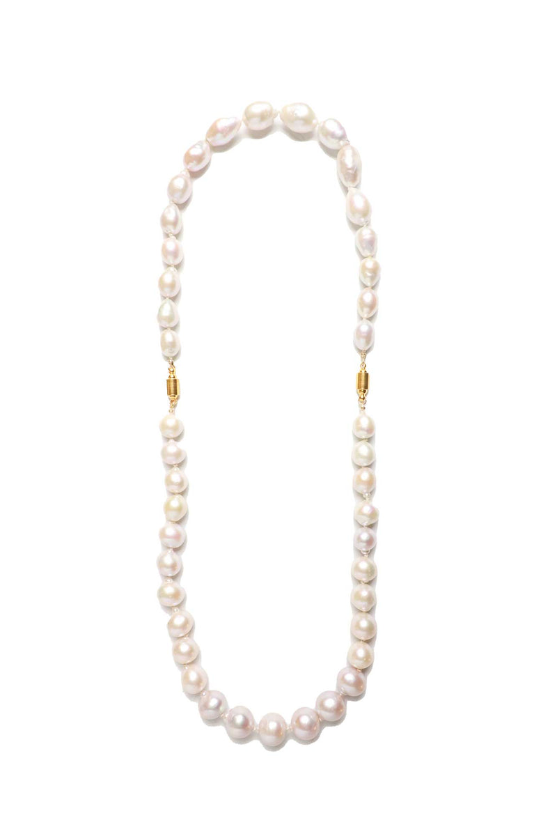 Pinkish Freshwater Rounded Oval Pearl Silk Knotted Necklace-Necklaces-Gretchen Ventura